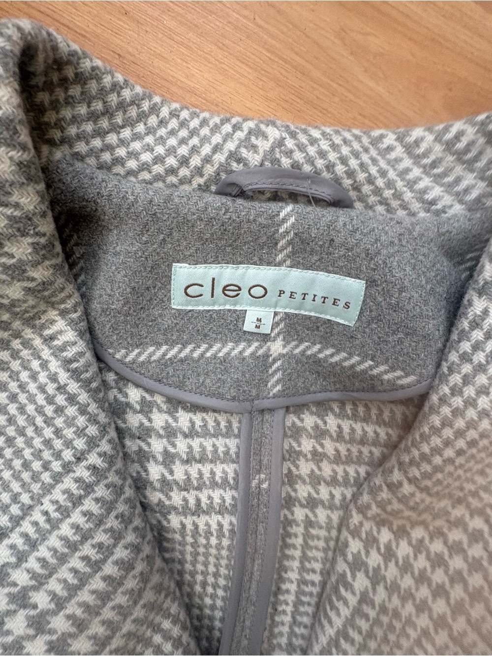 cleo Gray whitenplaid womens Sport Coat wool blend Sz MP - Picture 2 of 5